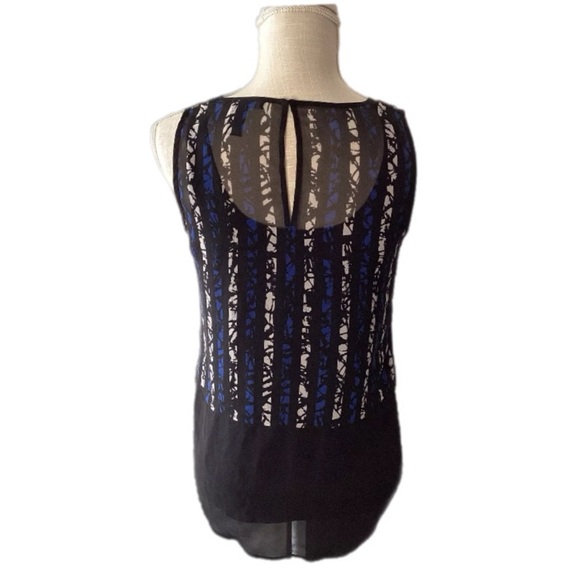 KENNETH COLE NY XS Black Semi-Sheer 2 Layers Fitted Blouse Classic Holiday - Picture 3 of 16